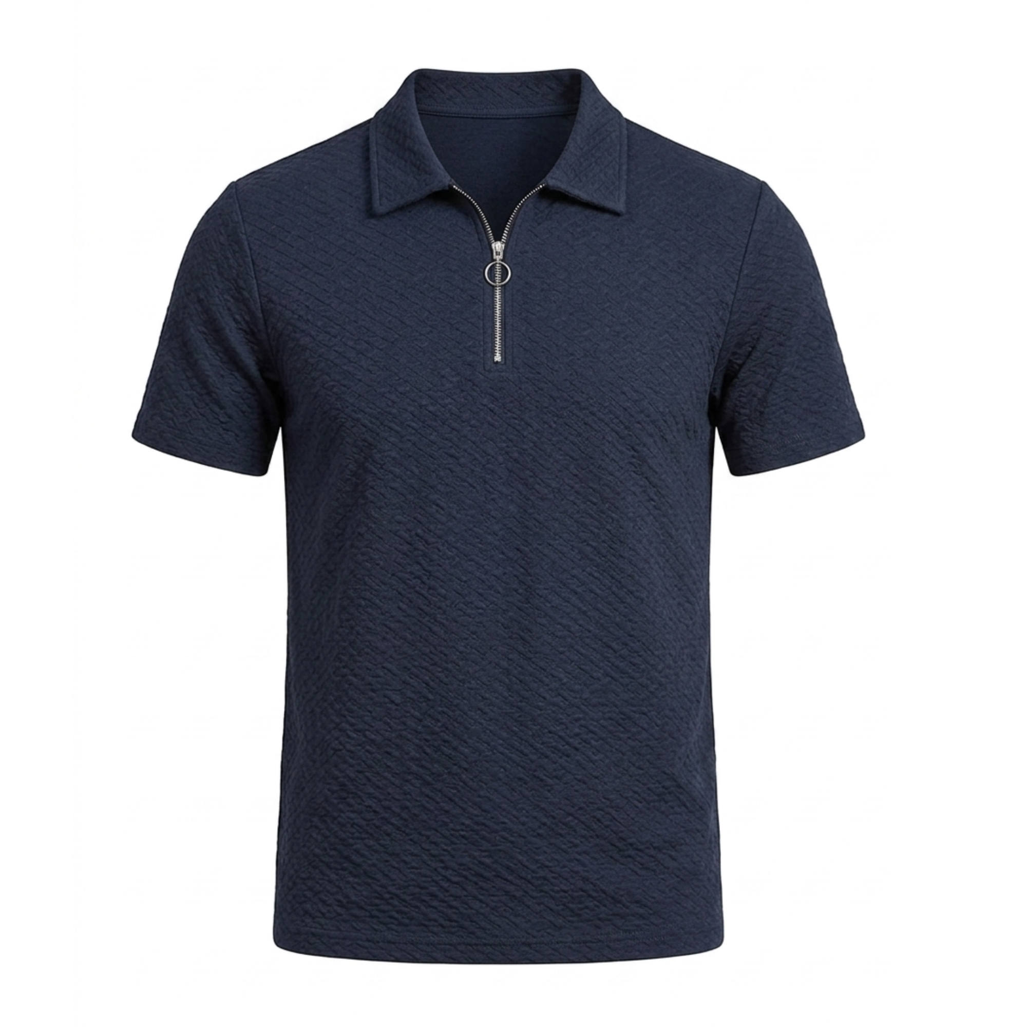 Premium Navy Diamond-Textured Polo