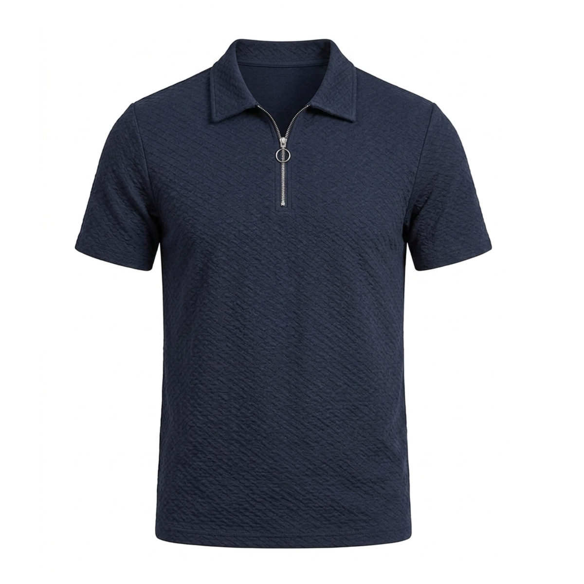 Premium Navy Diamond-Textured Polo