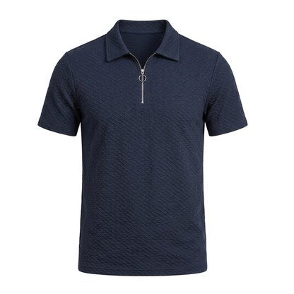 Premium Navy Diamond-Textured Polo