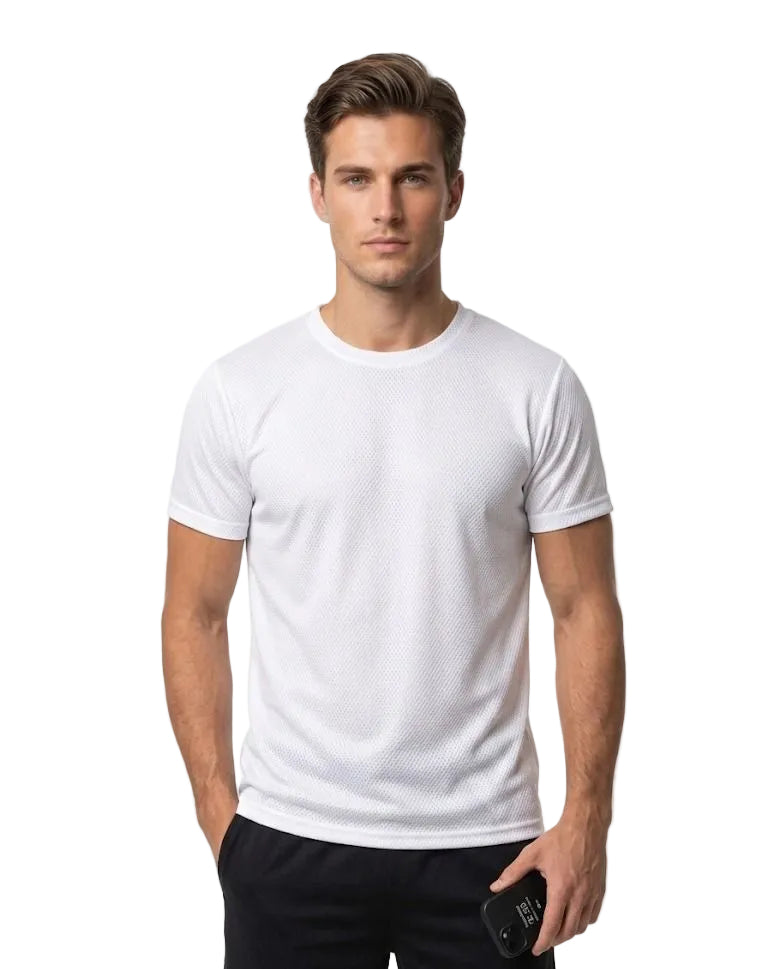 WHITE DRYFIT T,SHIRT