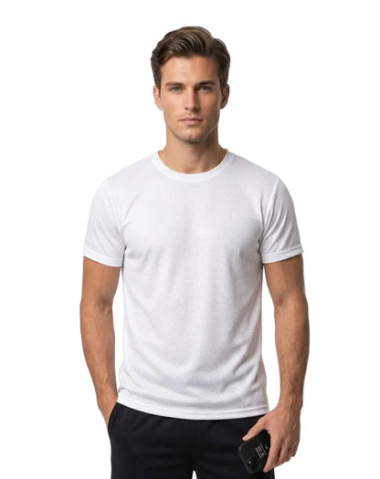 WHITE DRYFIT T,SHIRT