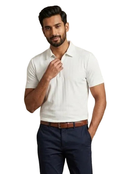 Sea Green Ribbed Quarter-Zip Polo