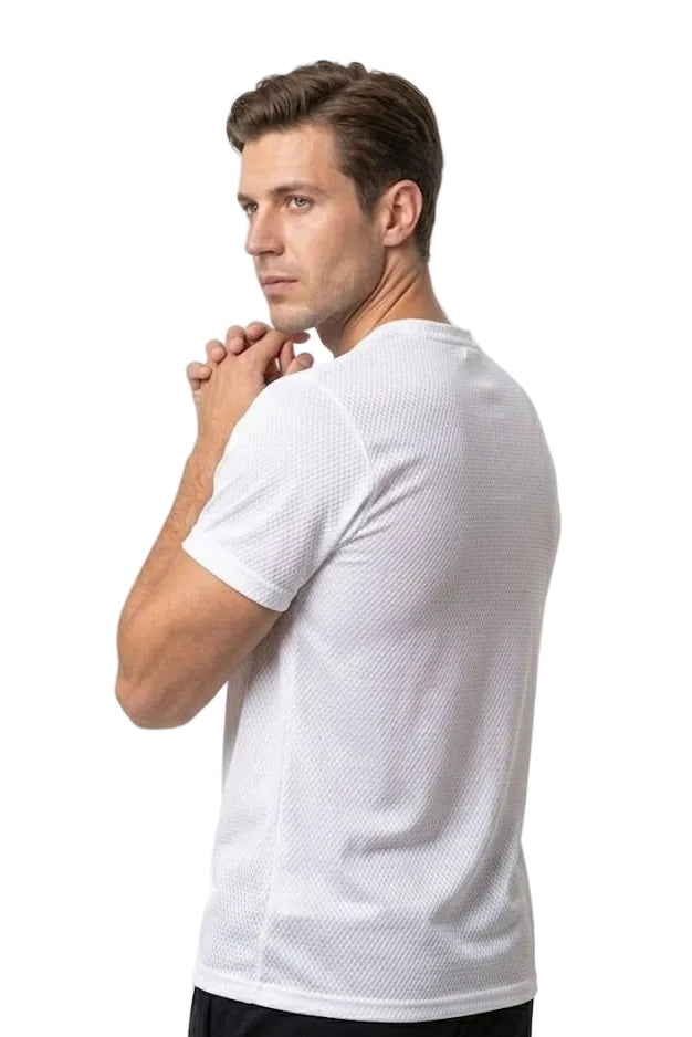WHITE DRYFIT T,SHIRT