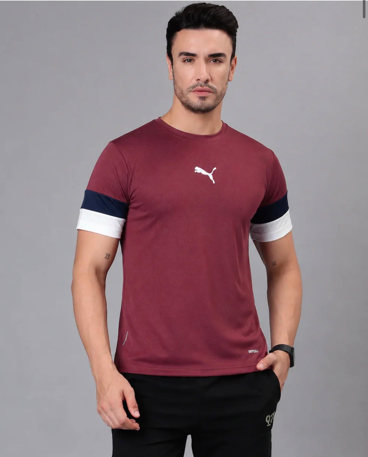 STRIPE-CORE MEHROON DRYFIT T-SHIRT