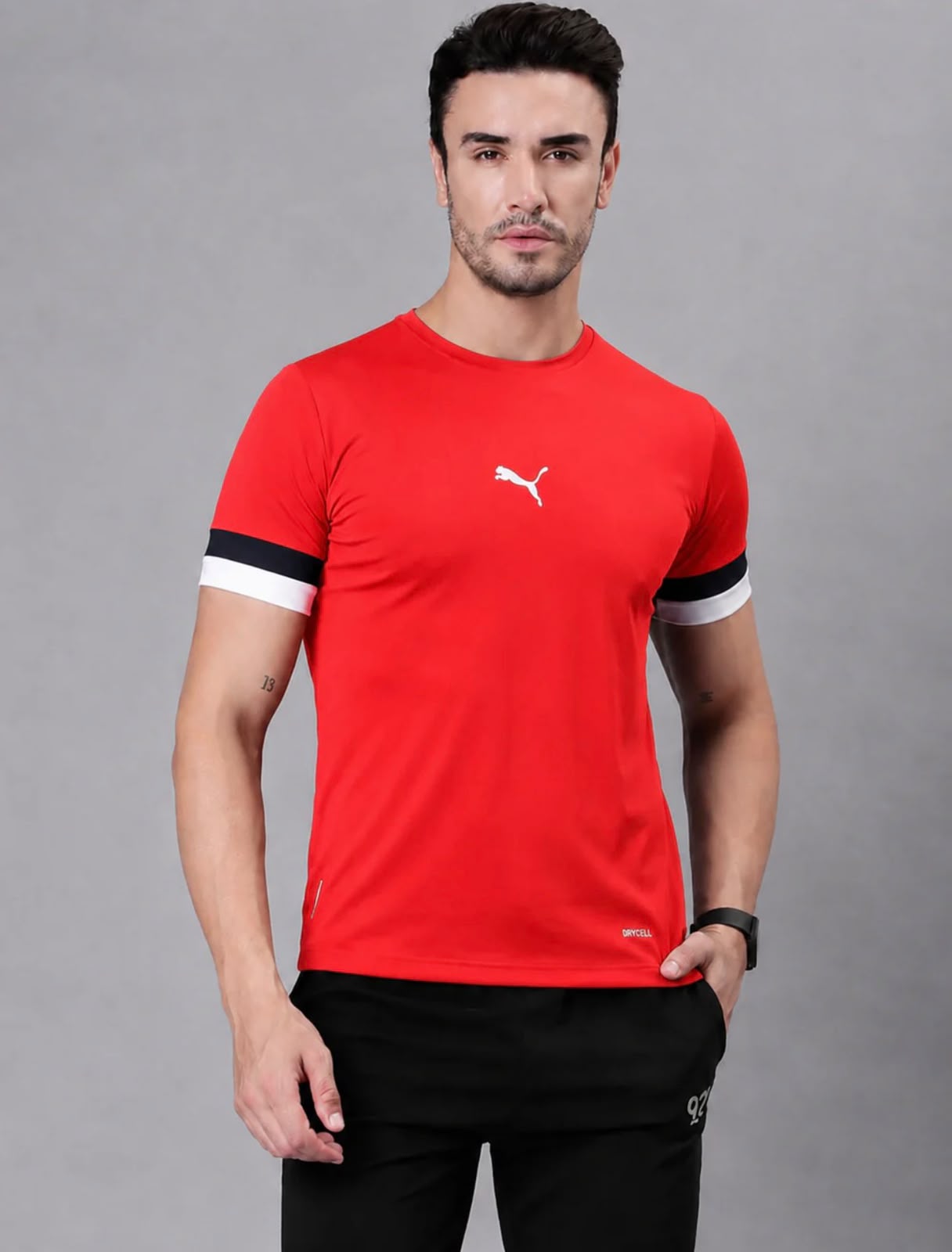 STRIPE-CORE RED DRYFIT T-SHIRTS