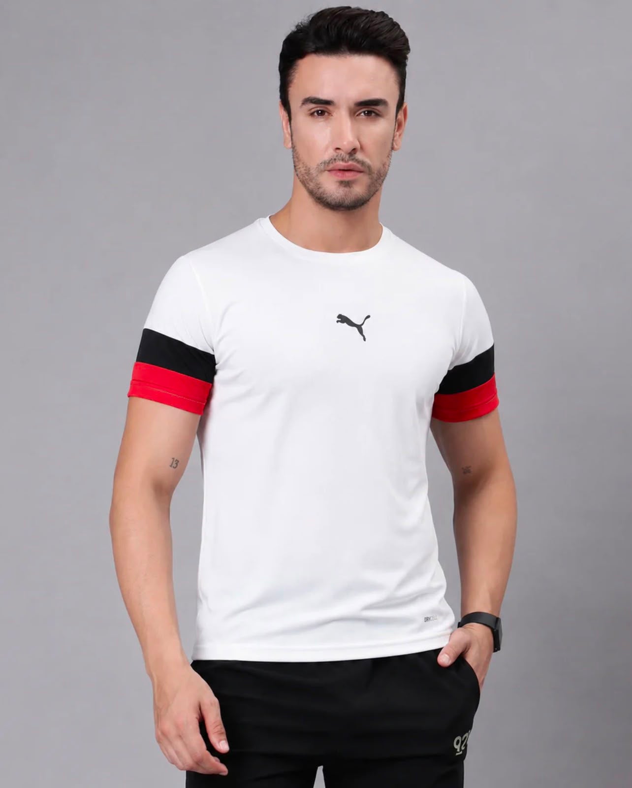 STRIPE-CORE WHITE DRYFIT T-SHIRT